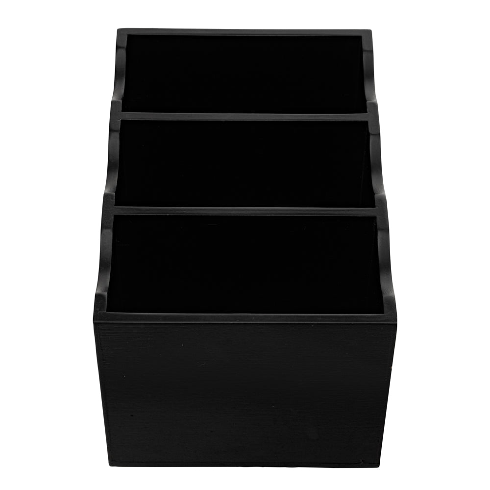 Eco Display Rectangle Black Bamboo Flatware Display - 8 1/4" x 5 1/2" x 4 3/4" - 1 count box