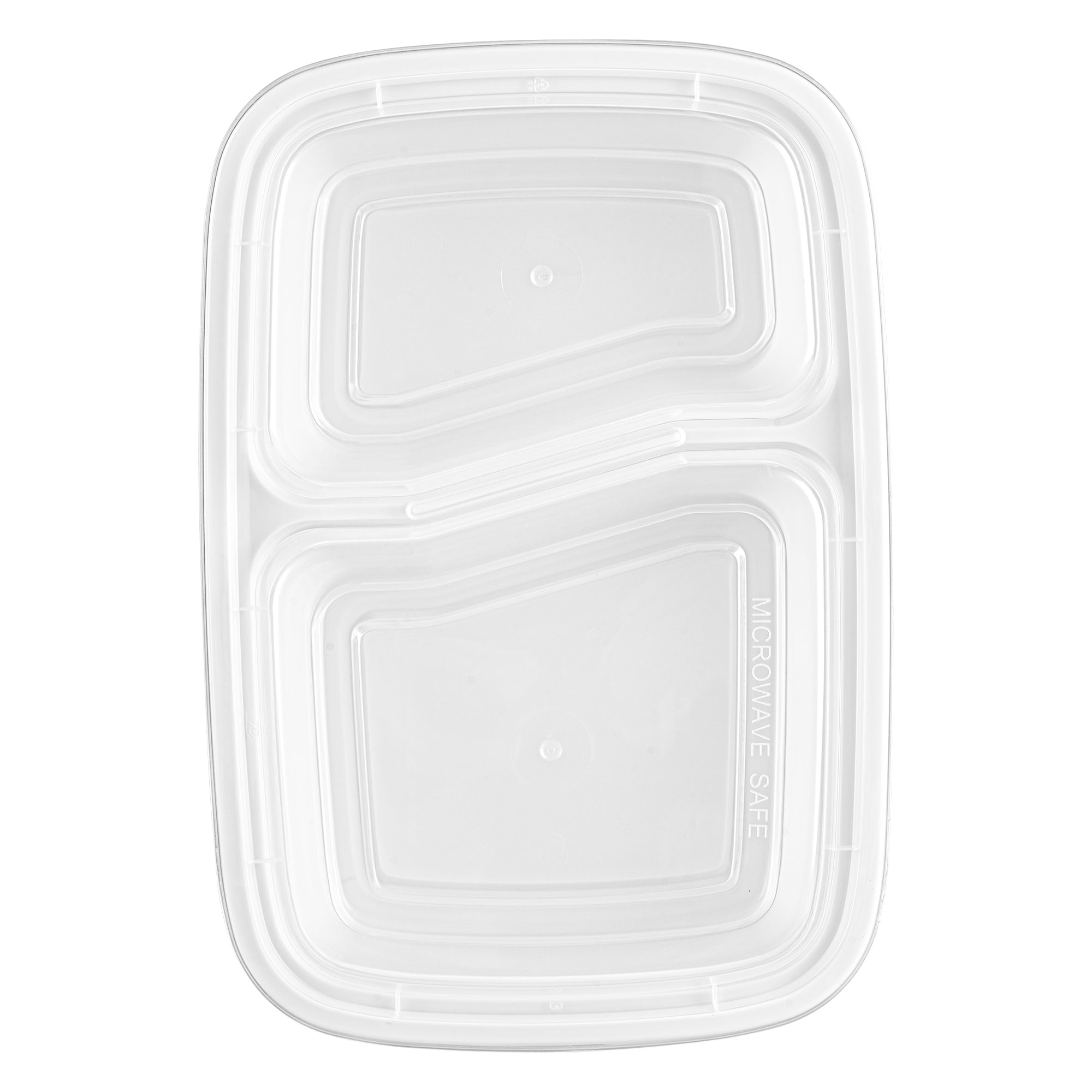 Asporto 32 oz White Plastic 2 Compartment Food Container - with Clear Lid, Microwavable - 8 3/4" x 6" x 2" - 100 count box