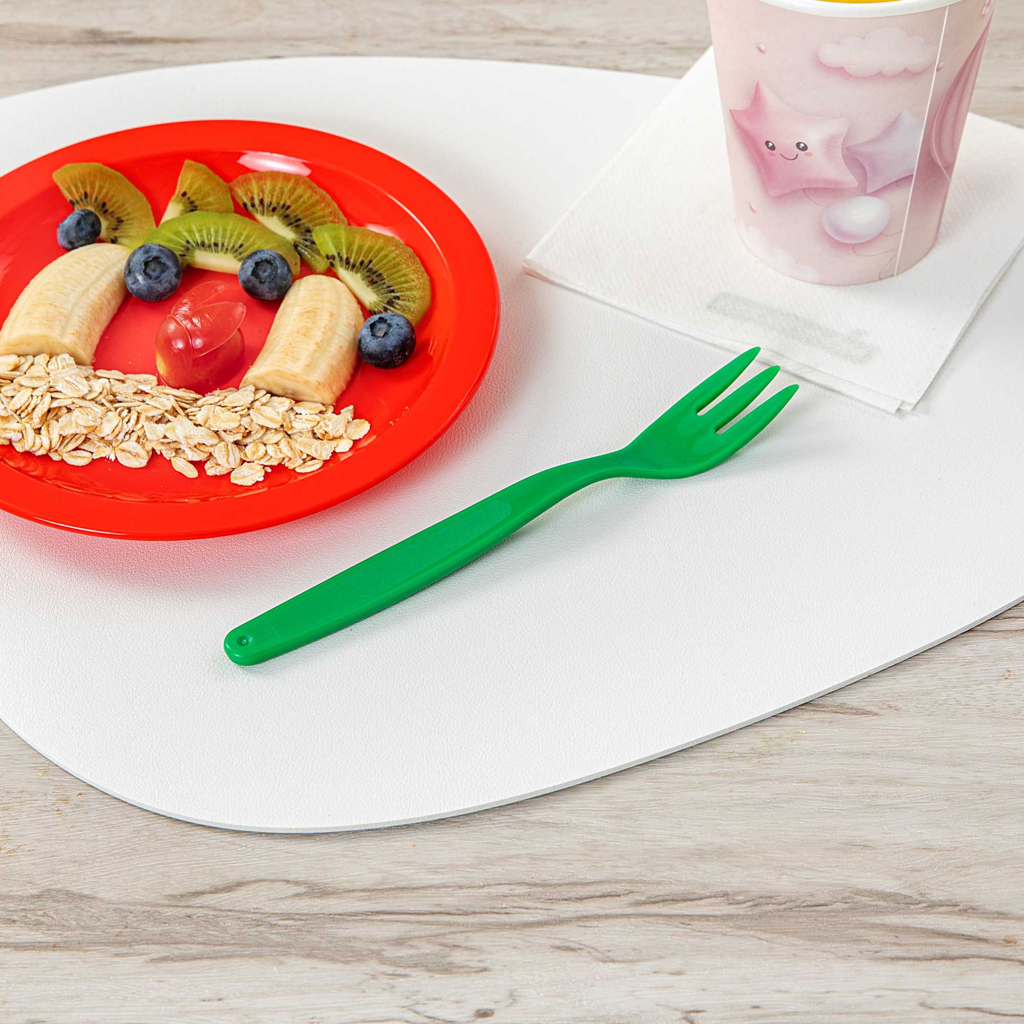 RW Kids Green Plastic Fork - 6 3/4" - 10 count box