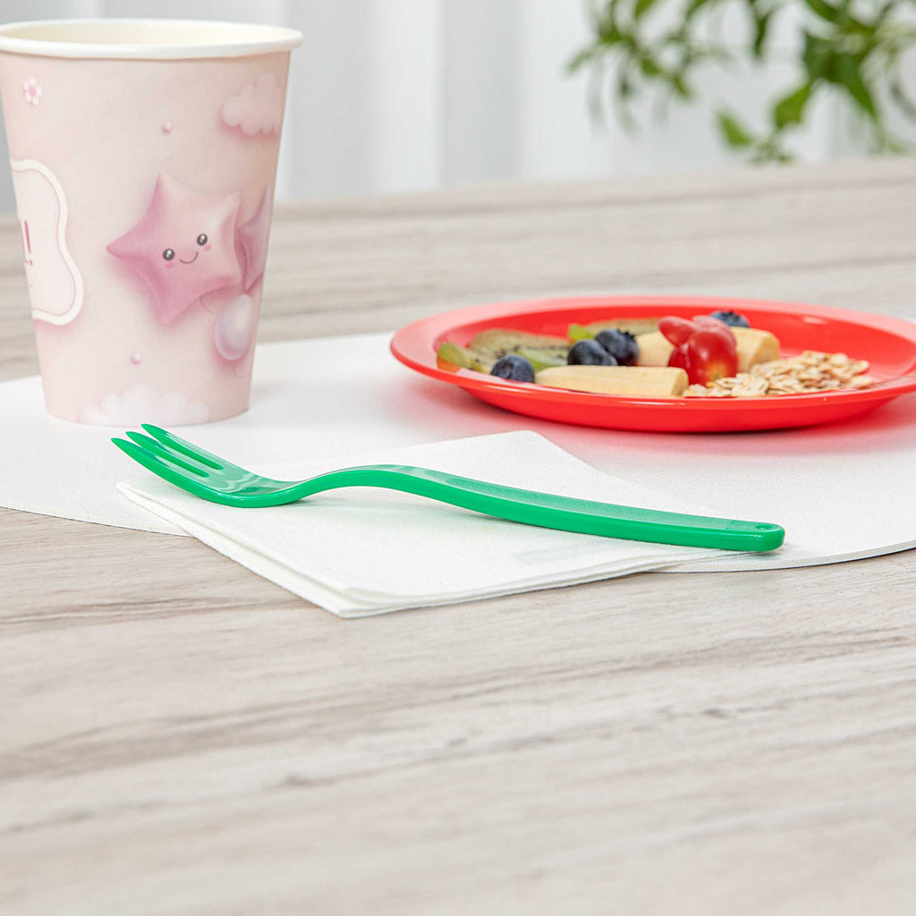 RW Kids Green Plastic Fork - 6 3/4" - 10 count box