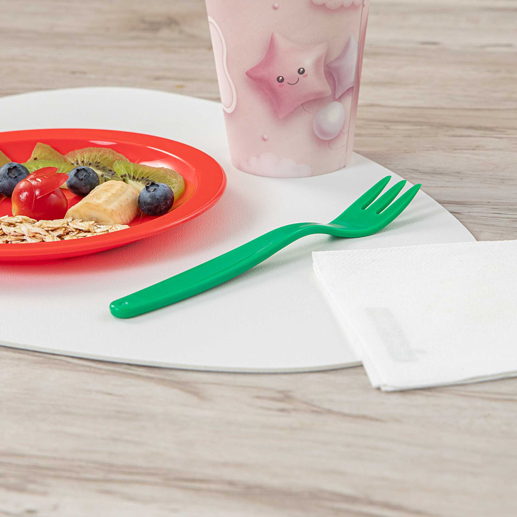 RW Kids Green Plastic Fork - 6 3/4" - 10 count box