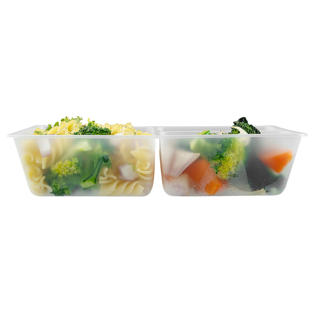 Bio Tek 40 oz White Plastic 3-Compartment Insert Tray - Fits 49 / 71 / 98 Bio Box Take Out Container, Microwave-Safe - 200 count box