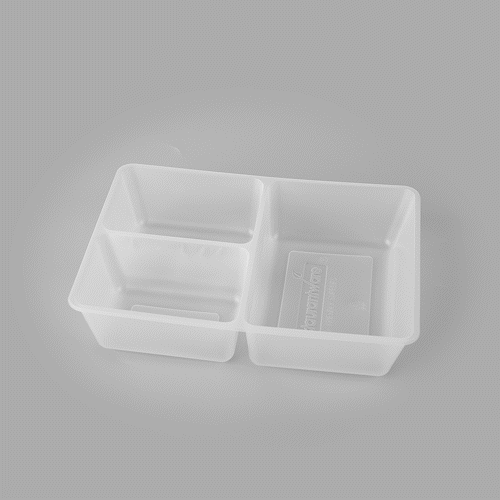 Bio Tek 40 oz White Plastic 3-Compartment Insert Tray - Fits 49 / 71 / 98 Bio Box Take Out Container, Microwave-Safe - 200 count box