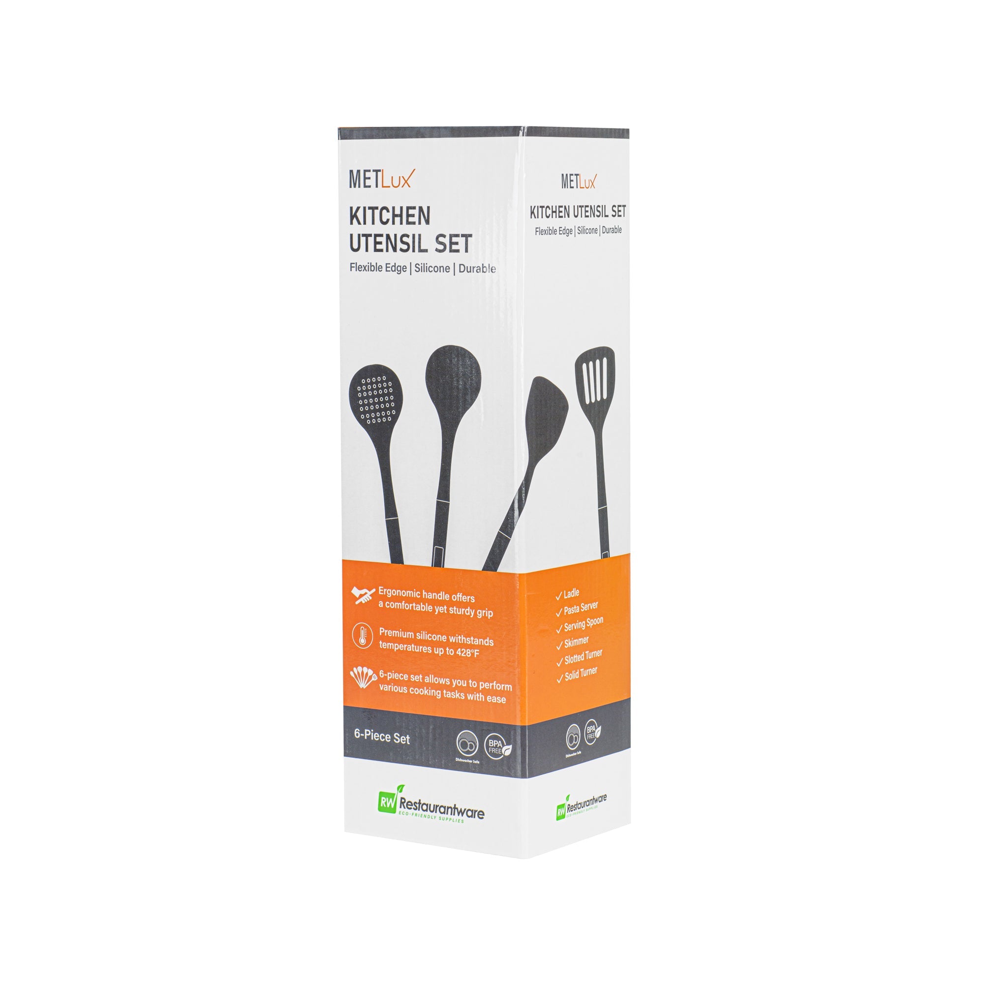 Met Lux Orange Silicone Cooking Utensil Set - 6-Piece - 10 count box