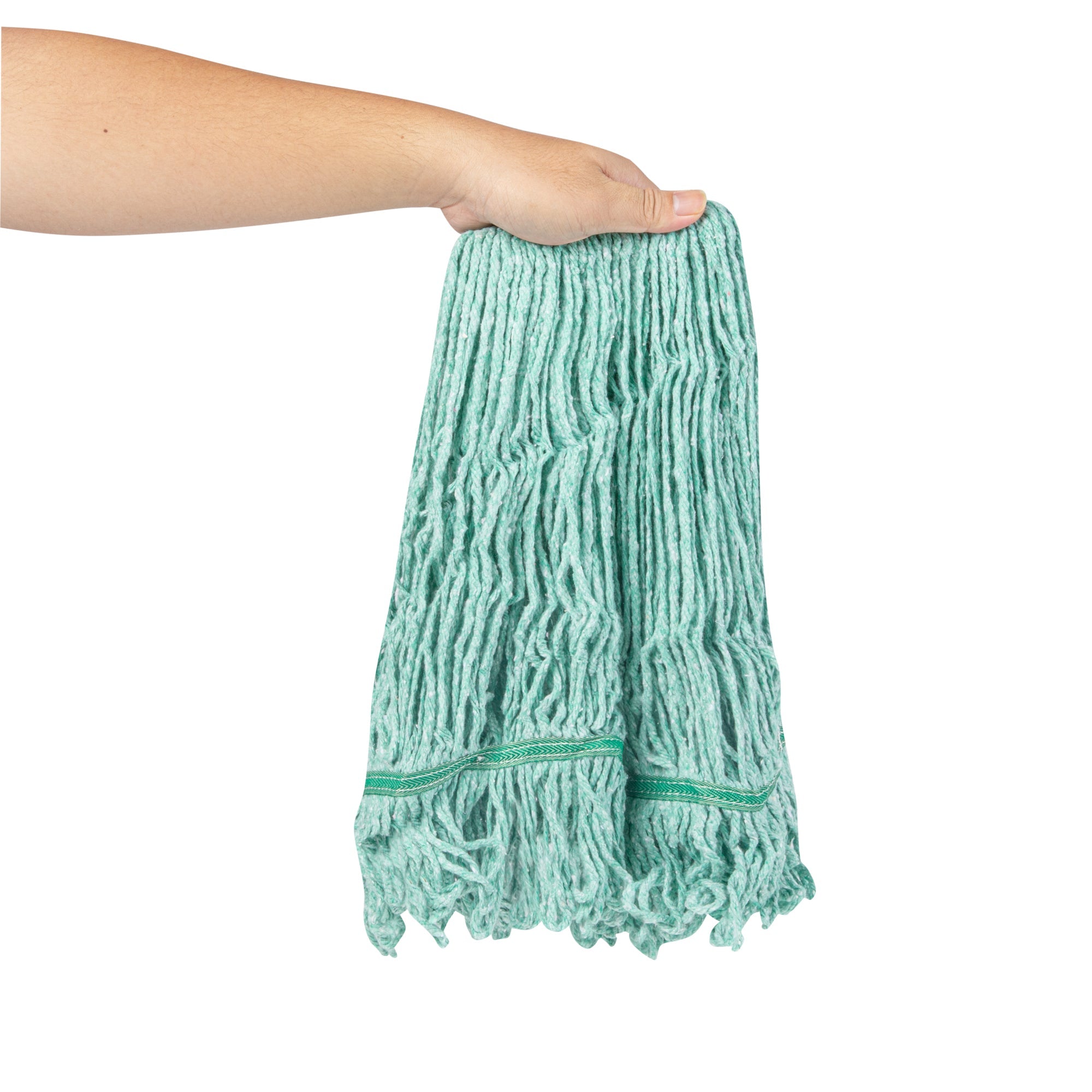 Clean Tek Professional 16 oz Green Cotton Blend Heavy Duty Wet Mop Head - with 1 1/4" Headband- 1 count box