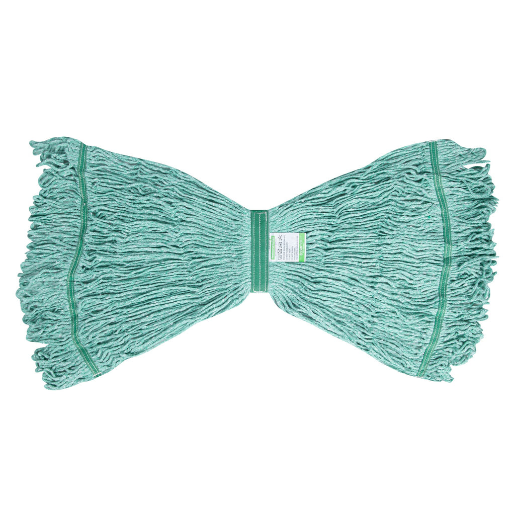 Clean Tek Professional 16 oz Green Cotton Blend Heavy Duty Wet Mop Head - with 1 1/4" Headband- 1 count box