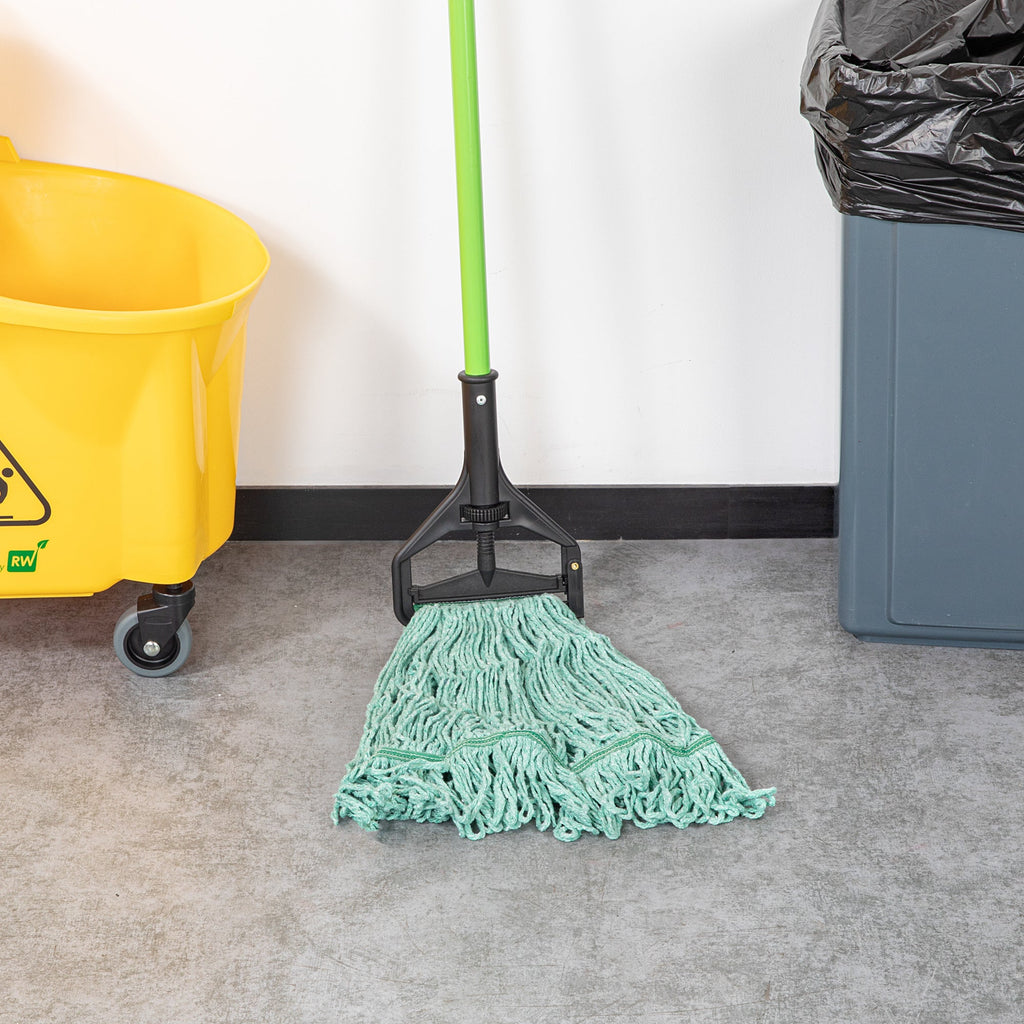 Clean Tek Professional 16 oz Green Cotton Blend Heavy Duty Wet Mop Head - with 1 1/4" Headband- 1 count box