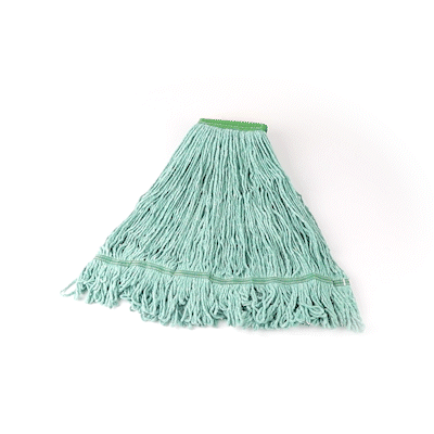 Clean Tek Professional 24 oz Green Cotton Blend Wet Mop Head - with 5" Headband- 1 count box