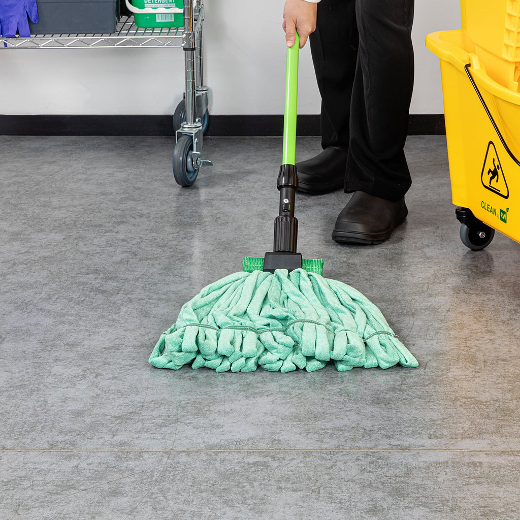 Clean Tek Professional 18 oz Green Microfiber Heavy Duty Wet Mop Head - with 5" Headband- 1 count box