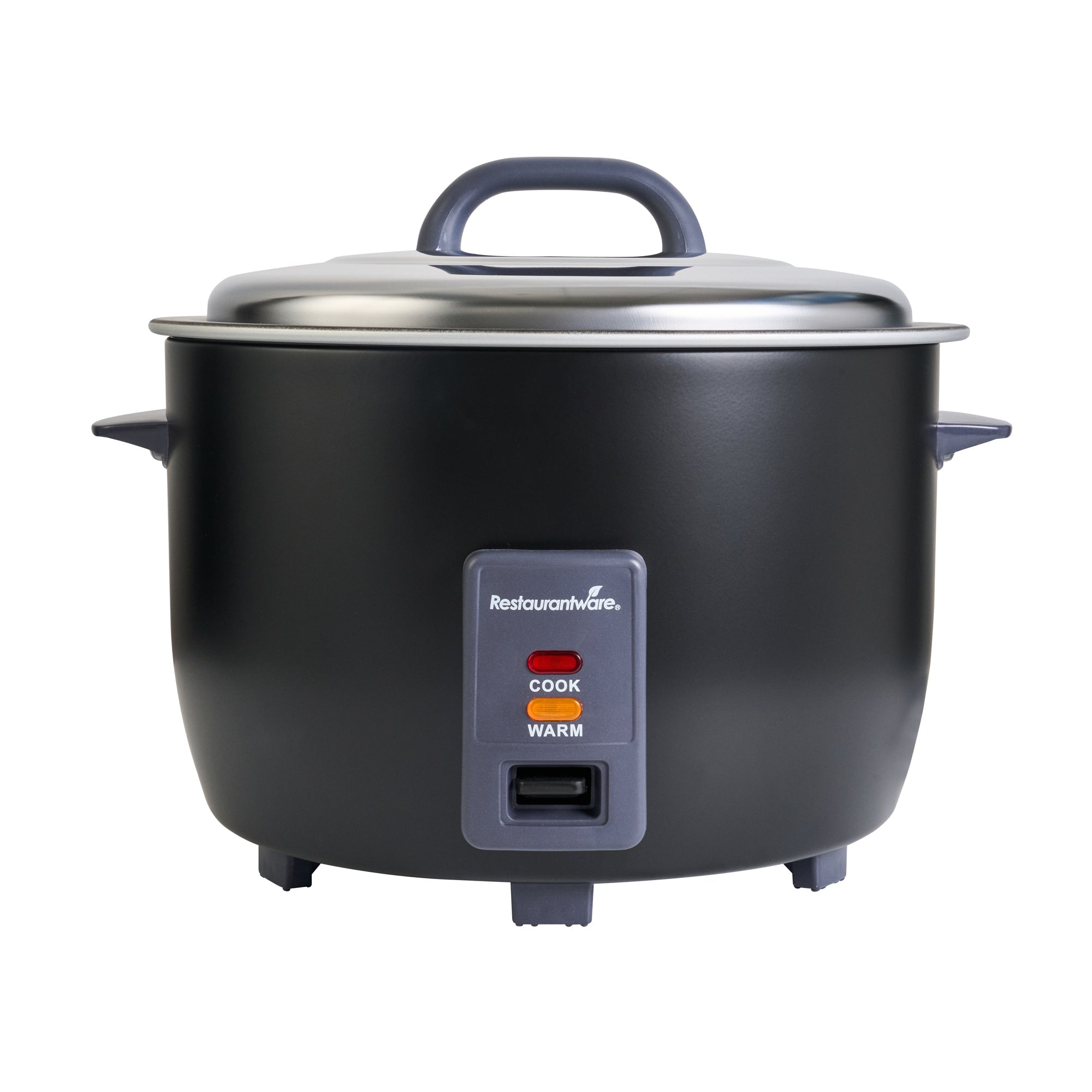 Kitchen Tek 60 Cup (30 Cup Raw) Black Steel Electric Rice Cooker / Warmer - with Removable Lid, 110-120V, 1650W - 1 count box