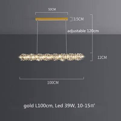 Sophisticated Crystal LED Pendant Lights - Dimmable, Ideal for Living and Dining Rooms - Luxurious Ring Design