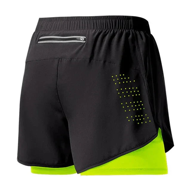 Men’s 2-in-1 Running Shorts – Quick-Dry Double Layer Gym Shorts for Training, Workout & Bodybuilding (Black)