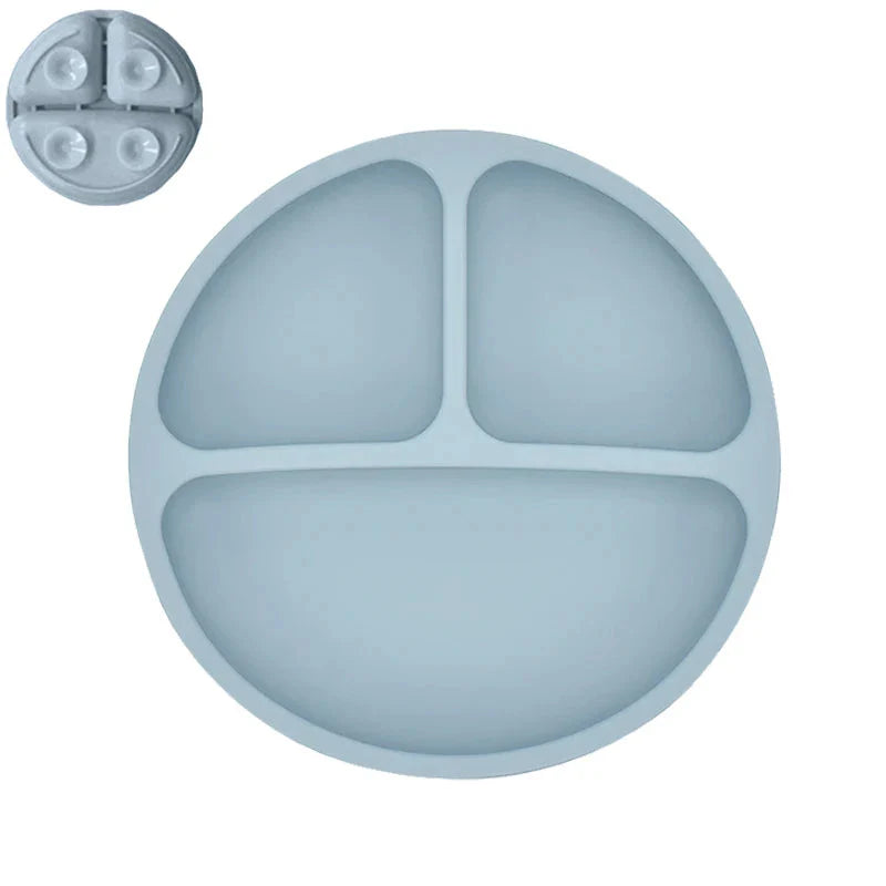 Silicone Baby Sucker Plate & Rice Spoon Set Cute Cartoon Tableware