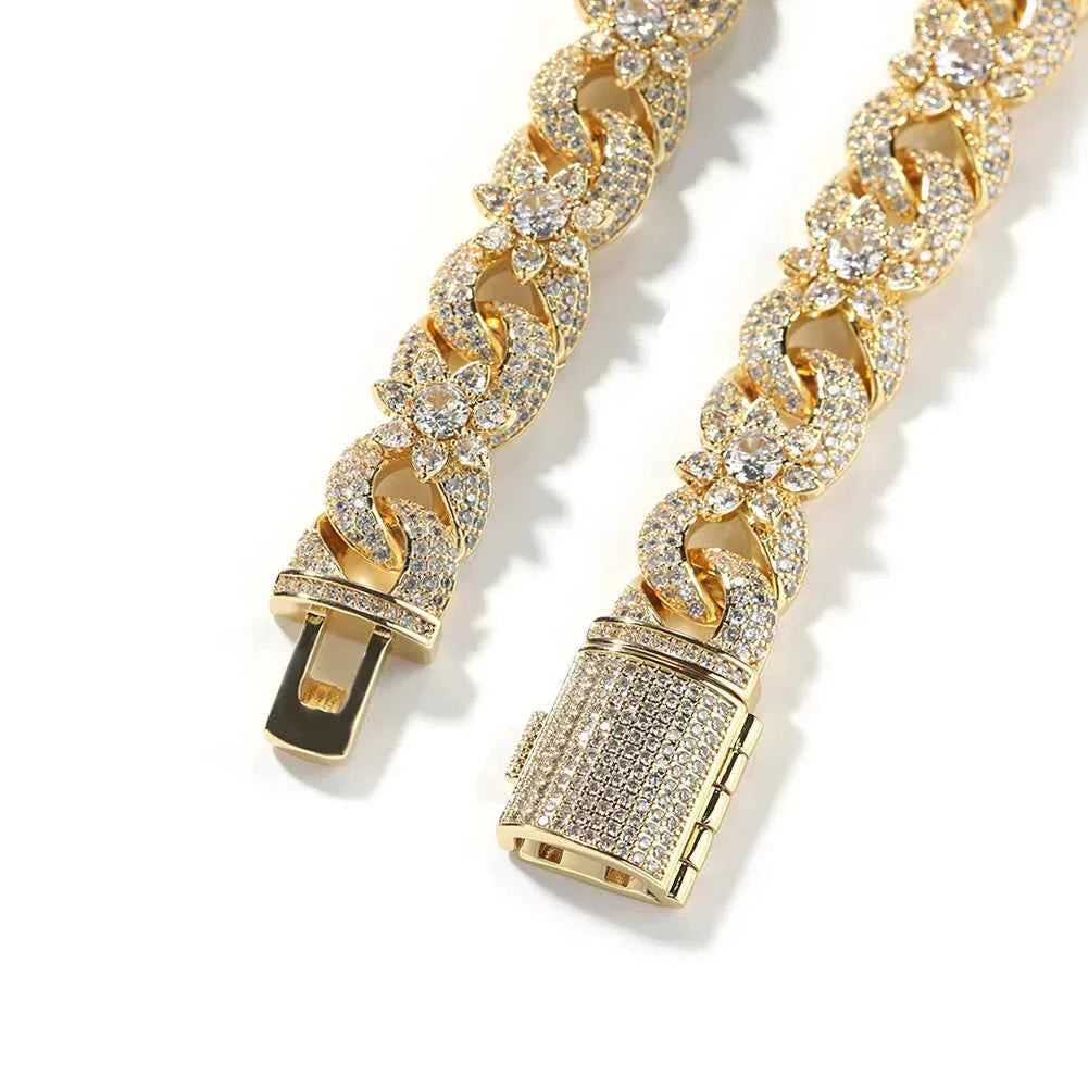 Colorful Flowers Cuban Chain Necklaces Bracelets
