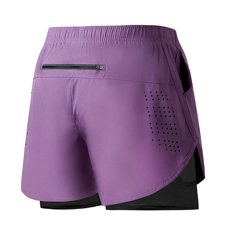 Men’s 2-in-1 Running Shorts – Quick-Dry Double Layer Gym Shorts for Training, Workout & Bodybuilding (Black)