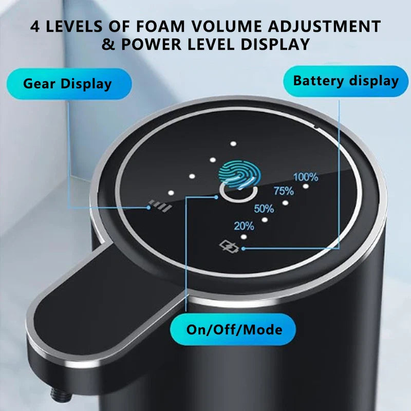 Touchless Automatic Soap Dispenser Smart IR Sensor Foam & Liquid Modes 380ml (12.8 fl oz) USB-C Rechargeable IPX5 Waterproof for Bathroom & Kitchen