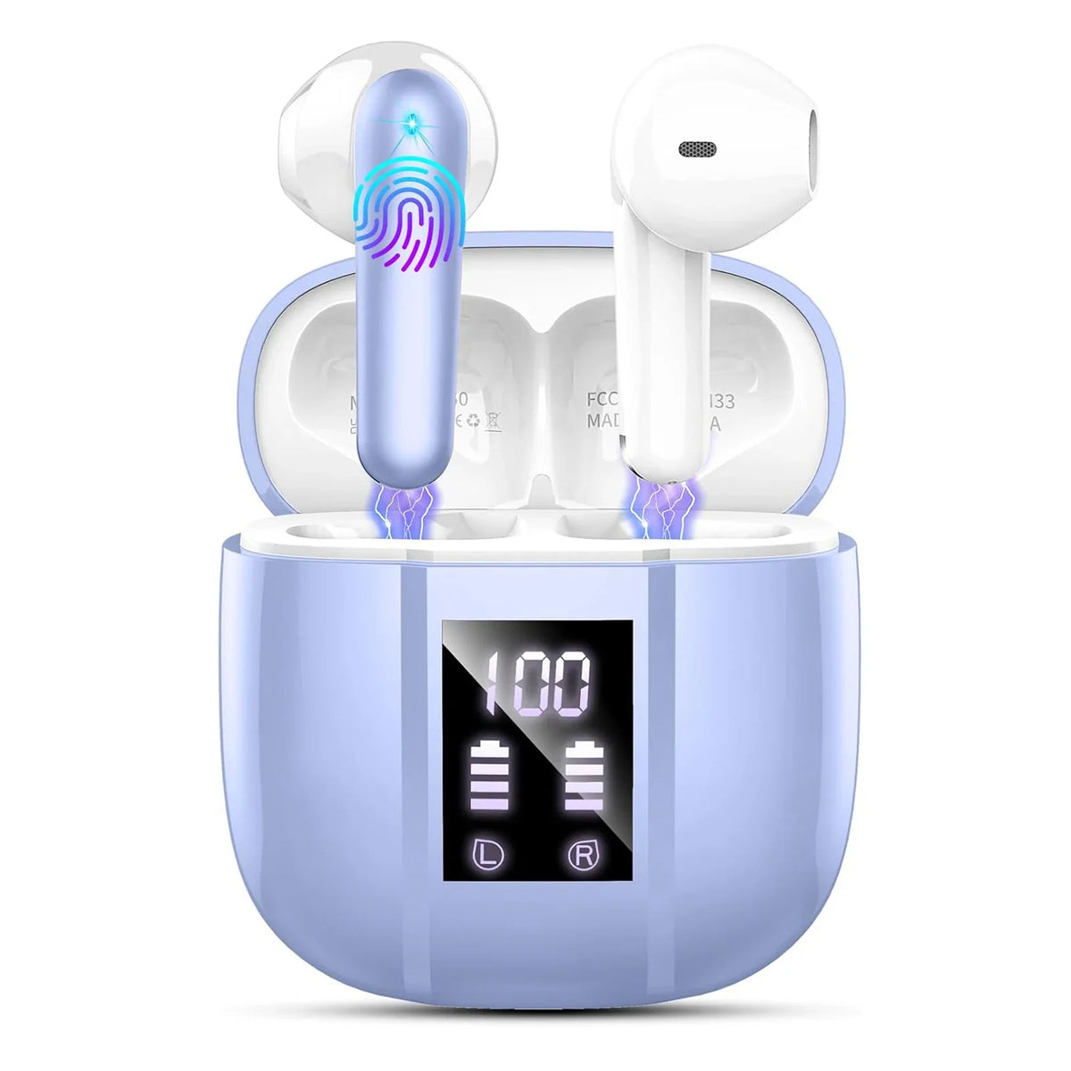 Wireless Earbuds, Bluetooth 5.3 Headphones In Ear with 4 ENC Mics, 48H Playtime LED Display Wireless Earphones.