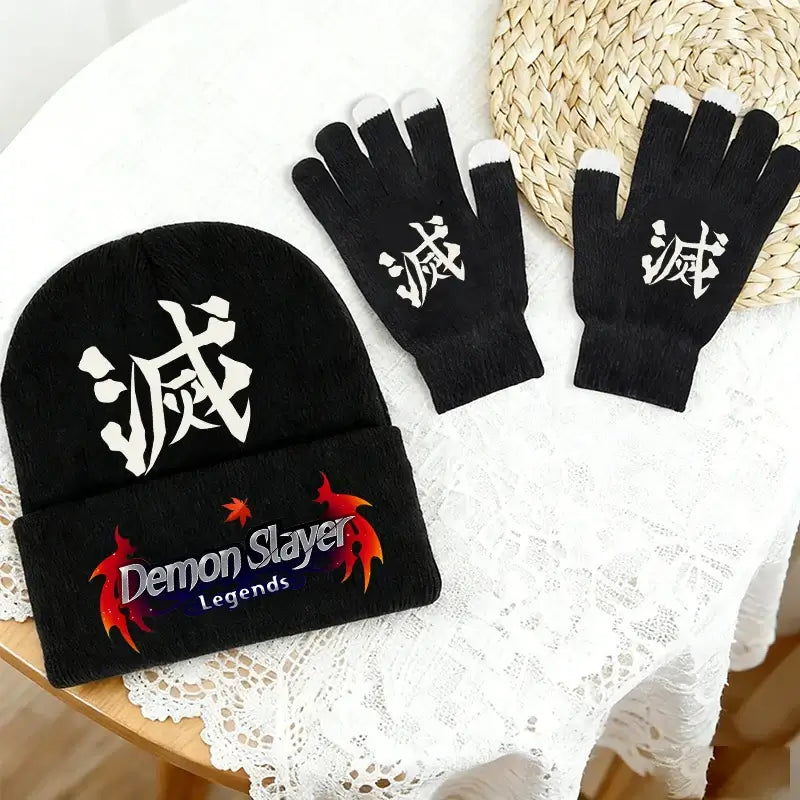 Demon Slayer Hat Gloves Set: Tanjiro Winter Knit Kit