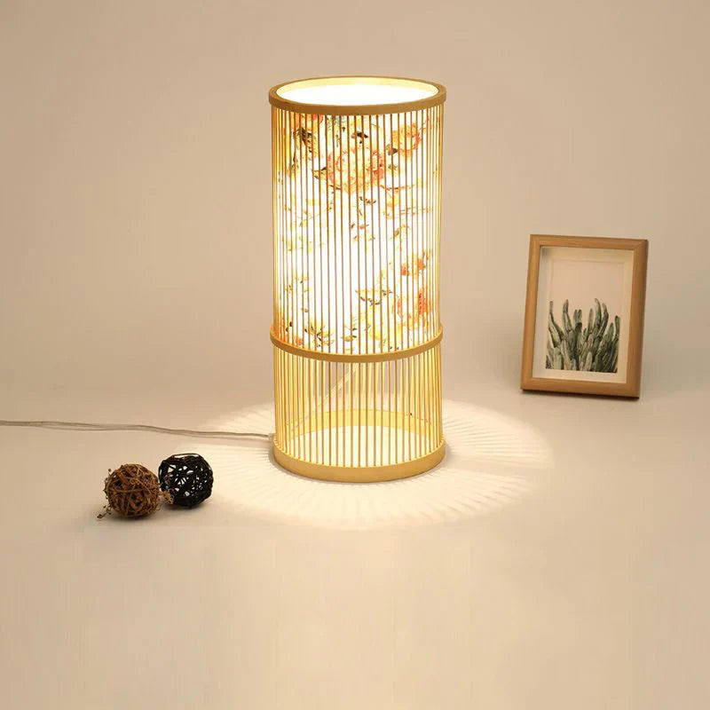 Style Bamboo Weaving Table Lamp - Creative Rattan Bedside Lighting