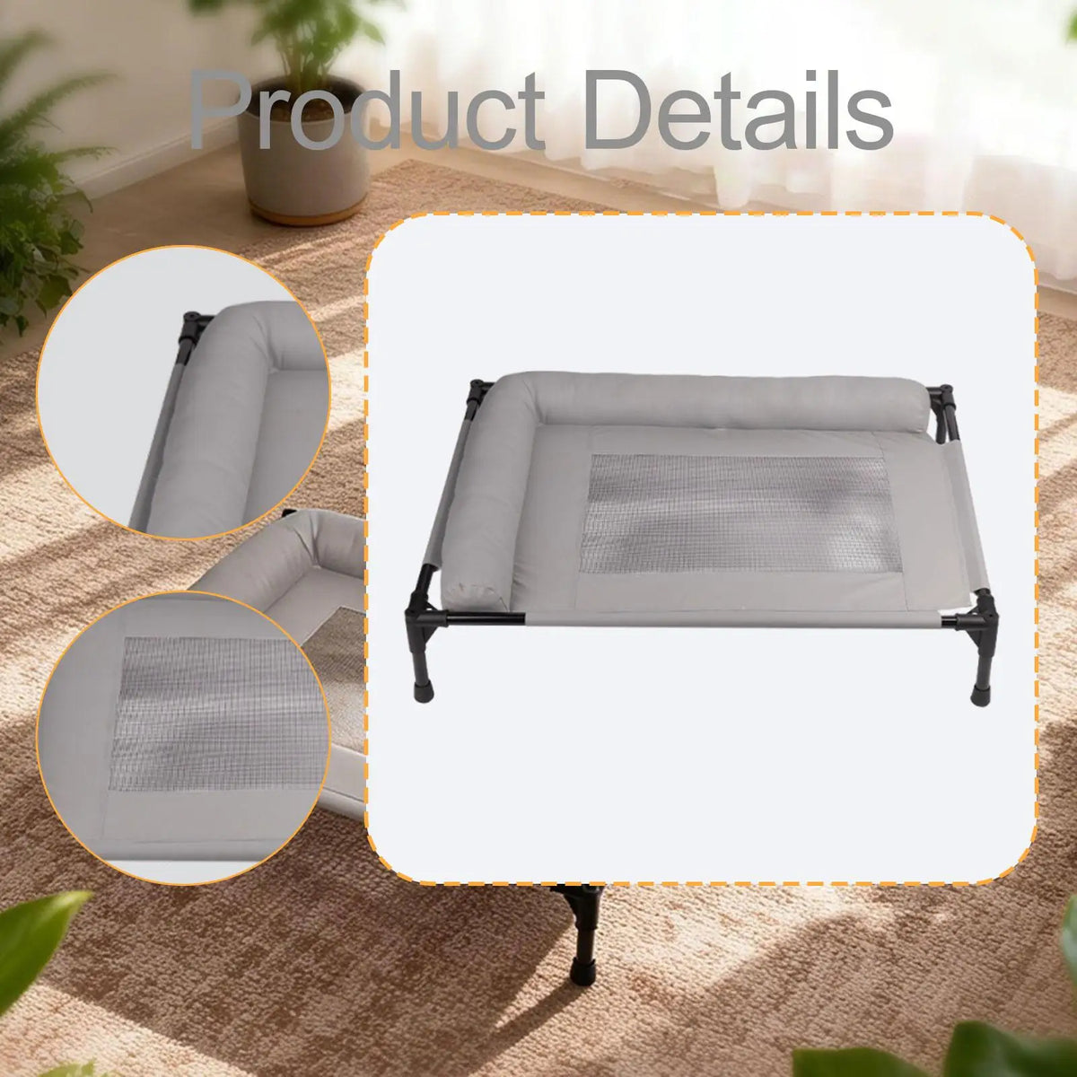 Elevated Pet Bed Multifunctional Outdoor Spacious Heavy Duty Easy Clean Comfortable Indoor Pet Supplies Accessory Metal Frame