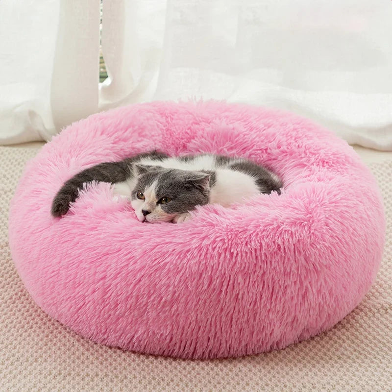 40-100cm Home Round Pet Bed for Large Dog Bed Super Soft Cat Bed Long Plush Dog House for Medium Dog House Winter Warm Sleeping