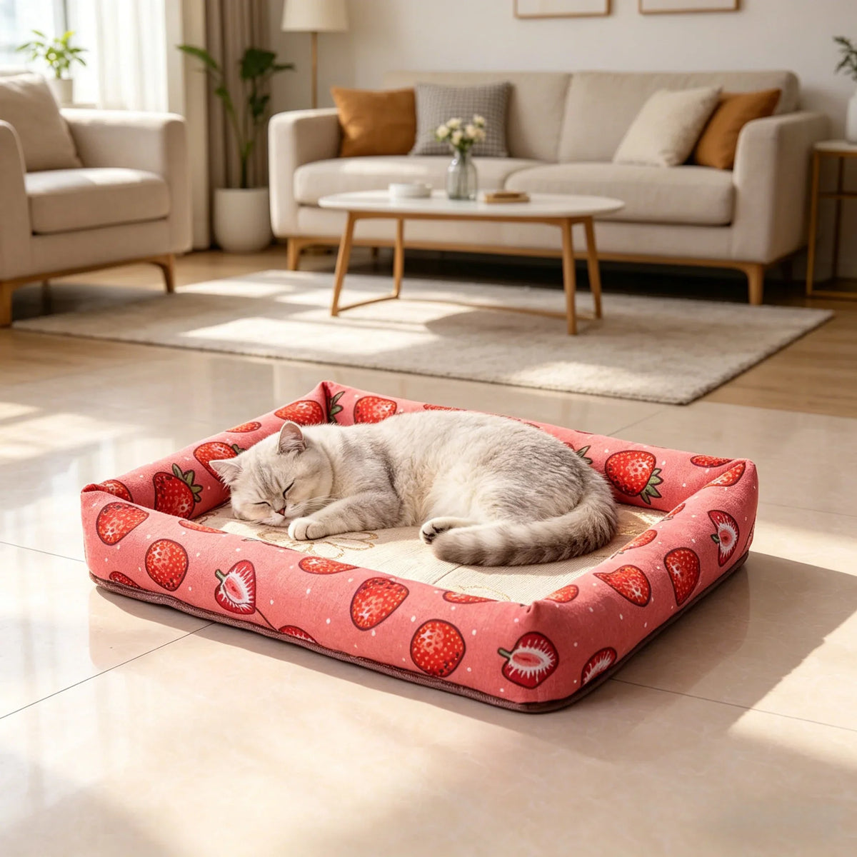 Cooling Fabric Pet Bed for Summer: Breathable Mat for Dogs & Cats, Removable Washable Summer Cooler & Year-Round Cushion