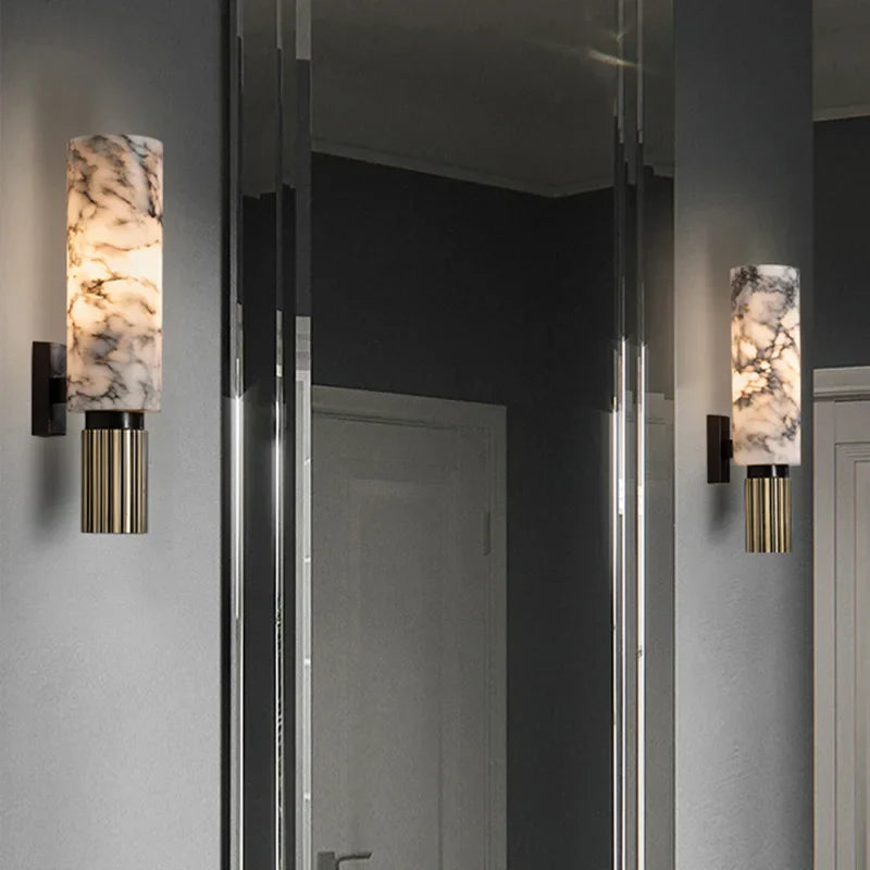 Modern Luxury Natural Marble Wall Lamp - Elegant LED Lighting for Living Room, Bedroom, and Bedside Decoration
