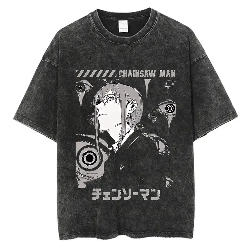 Chainsaw Man T-Shirt: Vintage Washed Oversized Streetwear