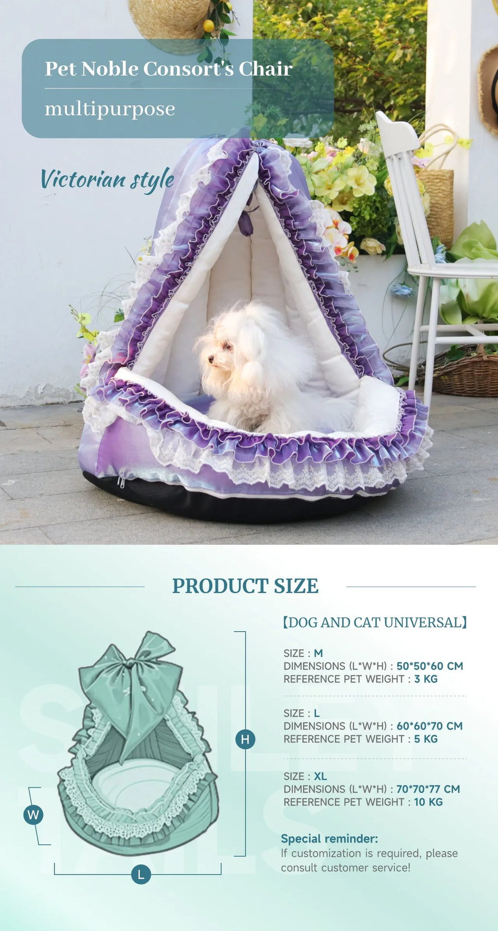 Palace Victorian Pet Bed: Converts to Tent/Sofa | Satin Shimmer Fabric | Cat & Dog Friendly | Semi-Enclosed & Detachable