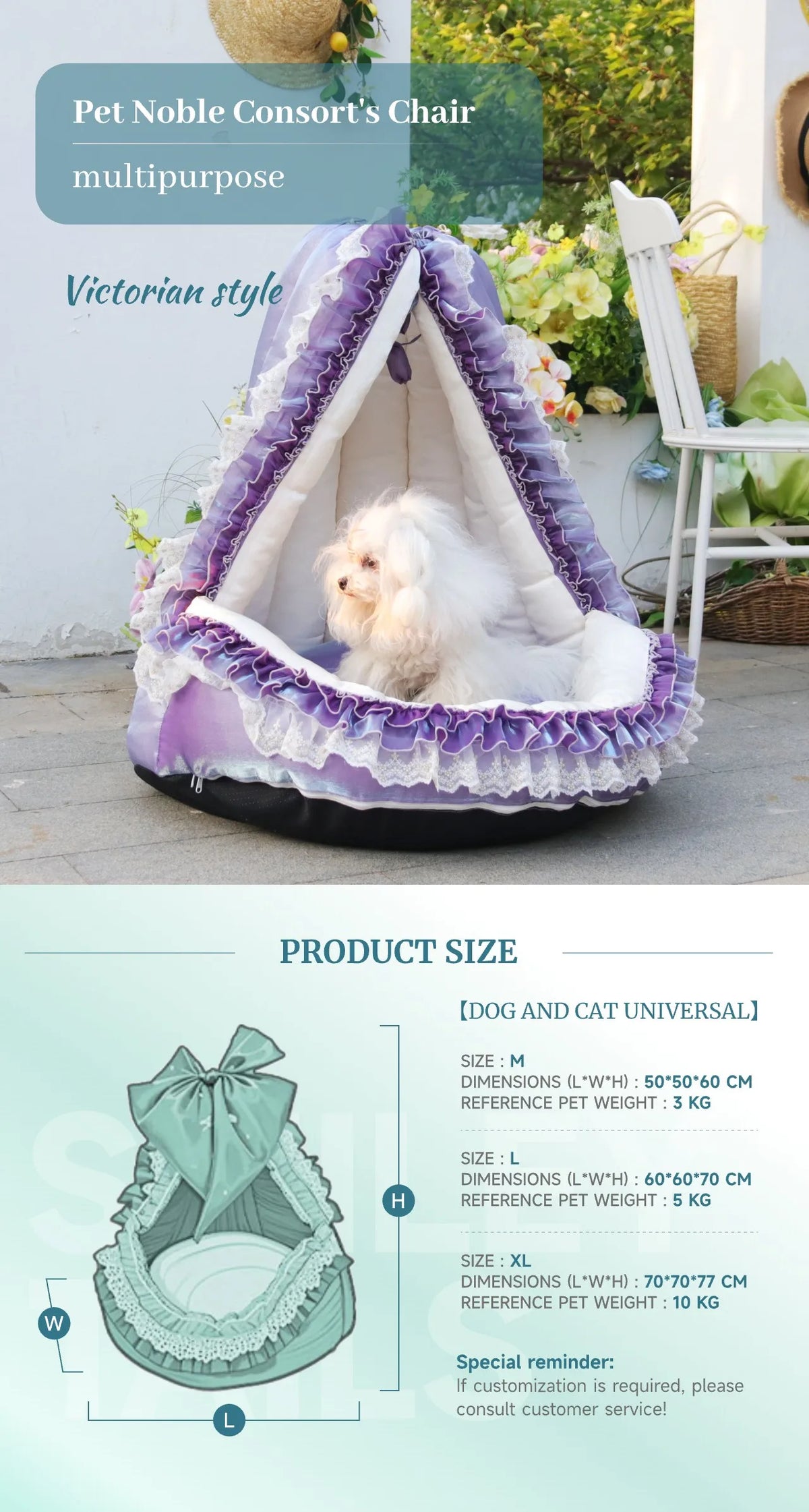 Palace Victorian Pet Bed: Converts to Tent/Sofa | Satin Shimmer Fabric | Cat & Dog Friendly | Semi-Enclosed & Detachable