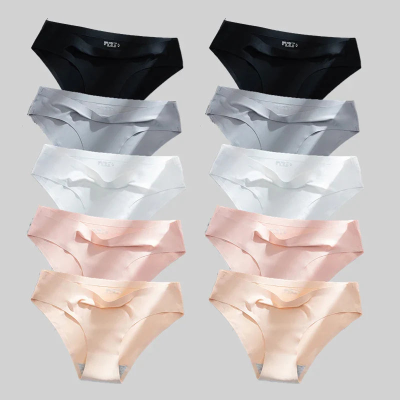 10PCS/Set Seamless women's Comfortable Underwear Silk Satin Breathable