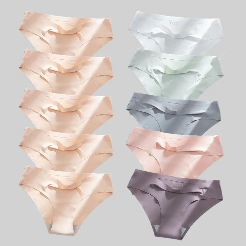 10PCS/Set Seamless women's Comfortable Underwear Silk Satin Breathable