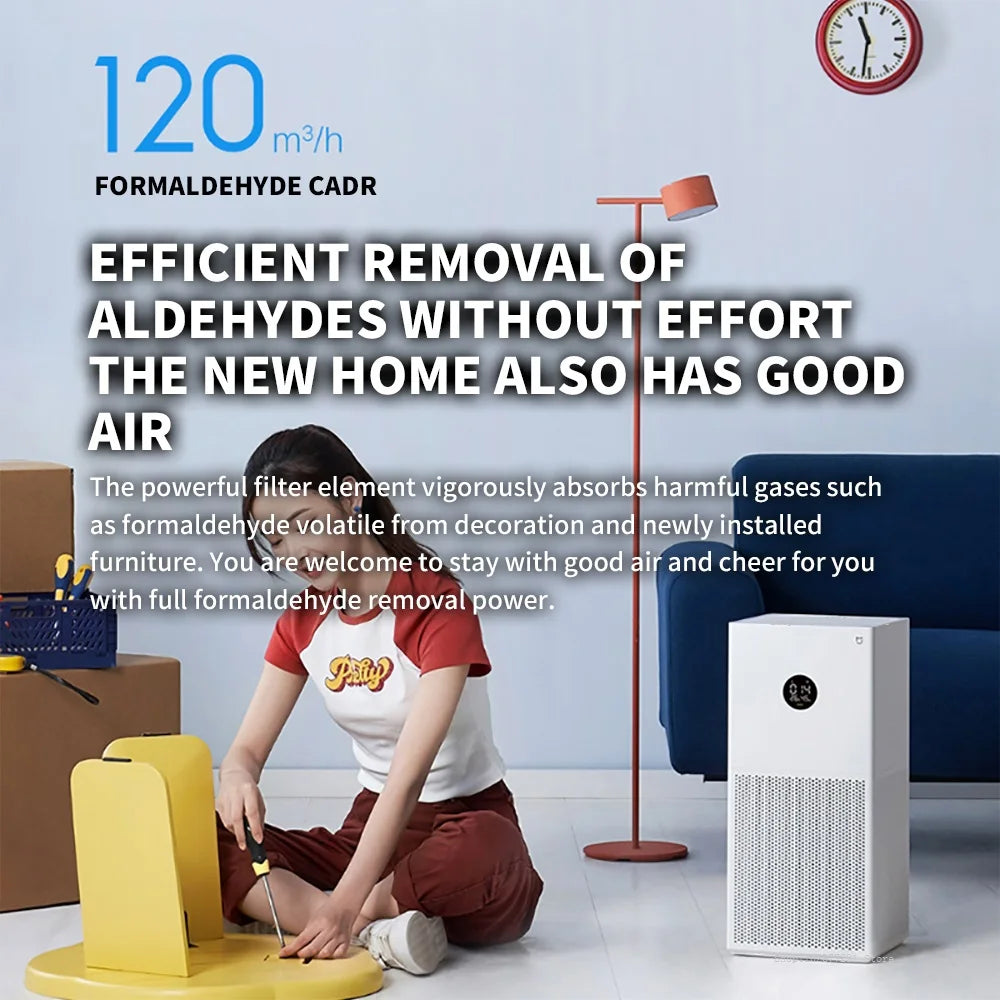 MIJIA Smart Air Purifier 4 Lite LED Display Quadruple Purification Aldehyde Removal Home Air Ionizer 35.8dB(A) Low noise