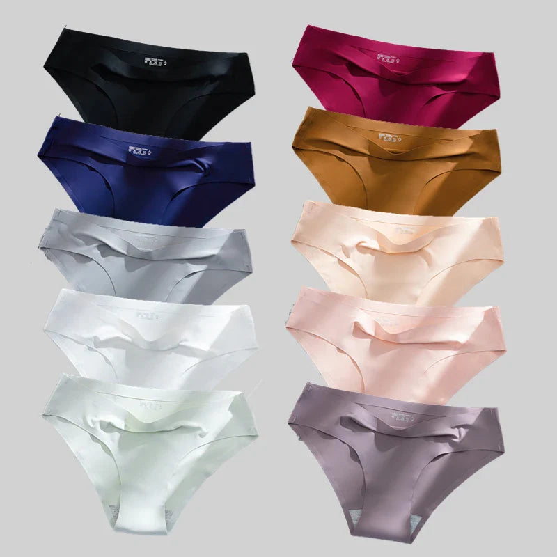 10PCS/Set Seamless women's Comfortable Underwear Silk Satin Breathable