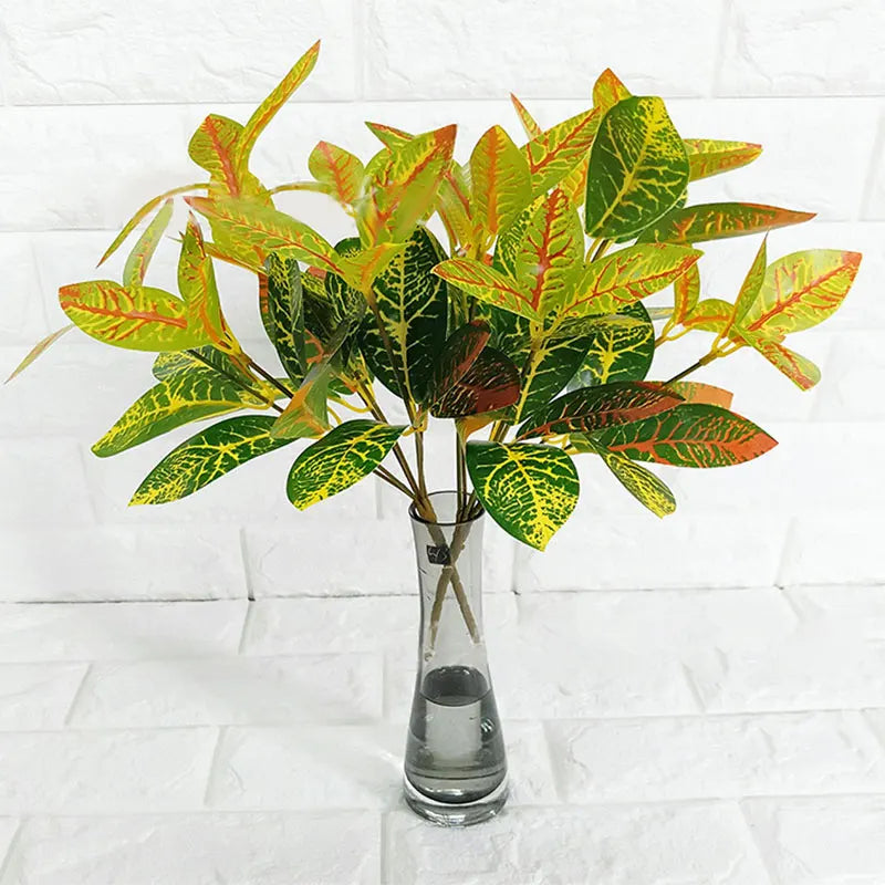 Dlight Decor 33cm Tropical Plant with Codiaeum and Scindapsus Leaves