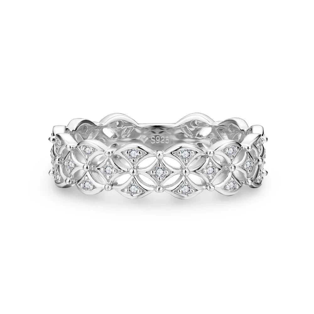 MINTYBOX Pure S925 Sliver D Color Diamond Moissanite Ring for Women With Certificate Vintage Lace Engagement Rings Fine Jewelry