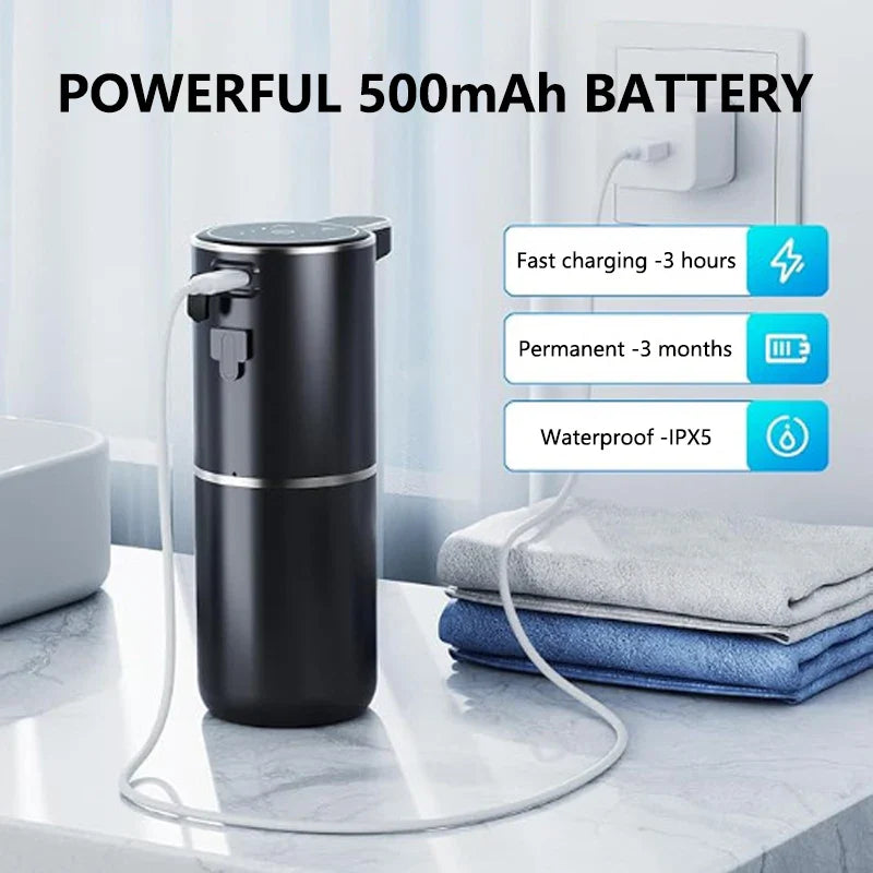 Touchless Automatic Soap Dispenser Smart IR Sensor Foam & Liquid Modes 380ml (12.8 fl oz) USB-C Rechargeable IPX5 Waterproof for Bathroom & Kitchen