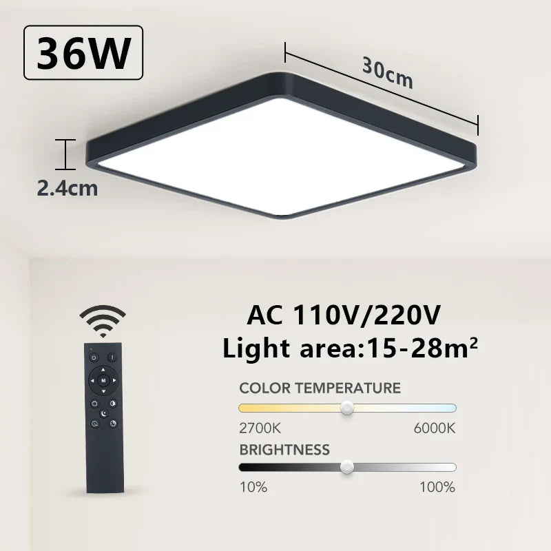 MARPOU Tuya Smart LED Ceiling Lamp Wood Grain App Voice Control Alexa/Google Remote Control Square Ceiling Lights Living Room