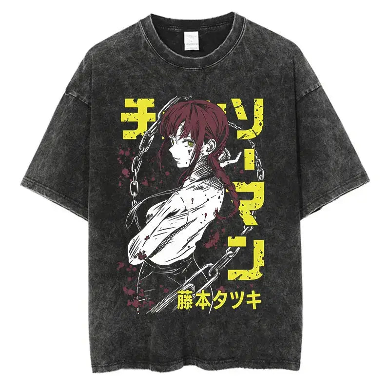 Chainsaw Man T-Shirt: Vintage Washed Oversized Streetwear