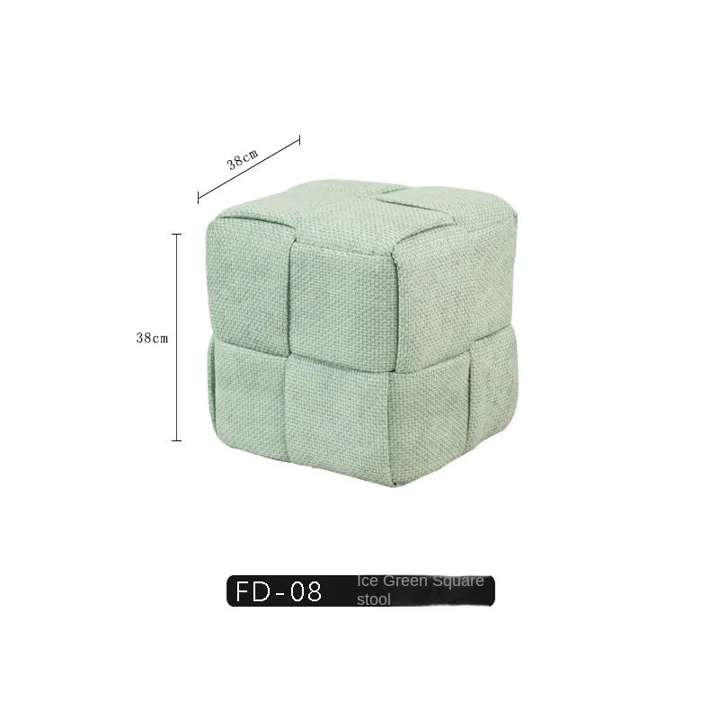MOMO Chenille Mesh Red Woven Bench Short Stool Shoe Changing Stool Living Room Sofa Stool Household Small Stools
