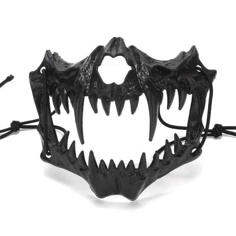 Halloween Half-Face Mask - Dragon, Tiger, Tengu, Wolf, and Skull Designs