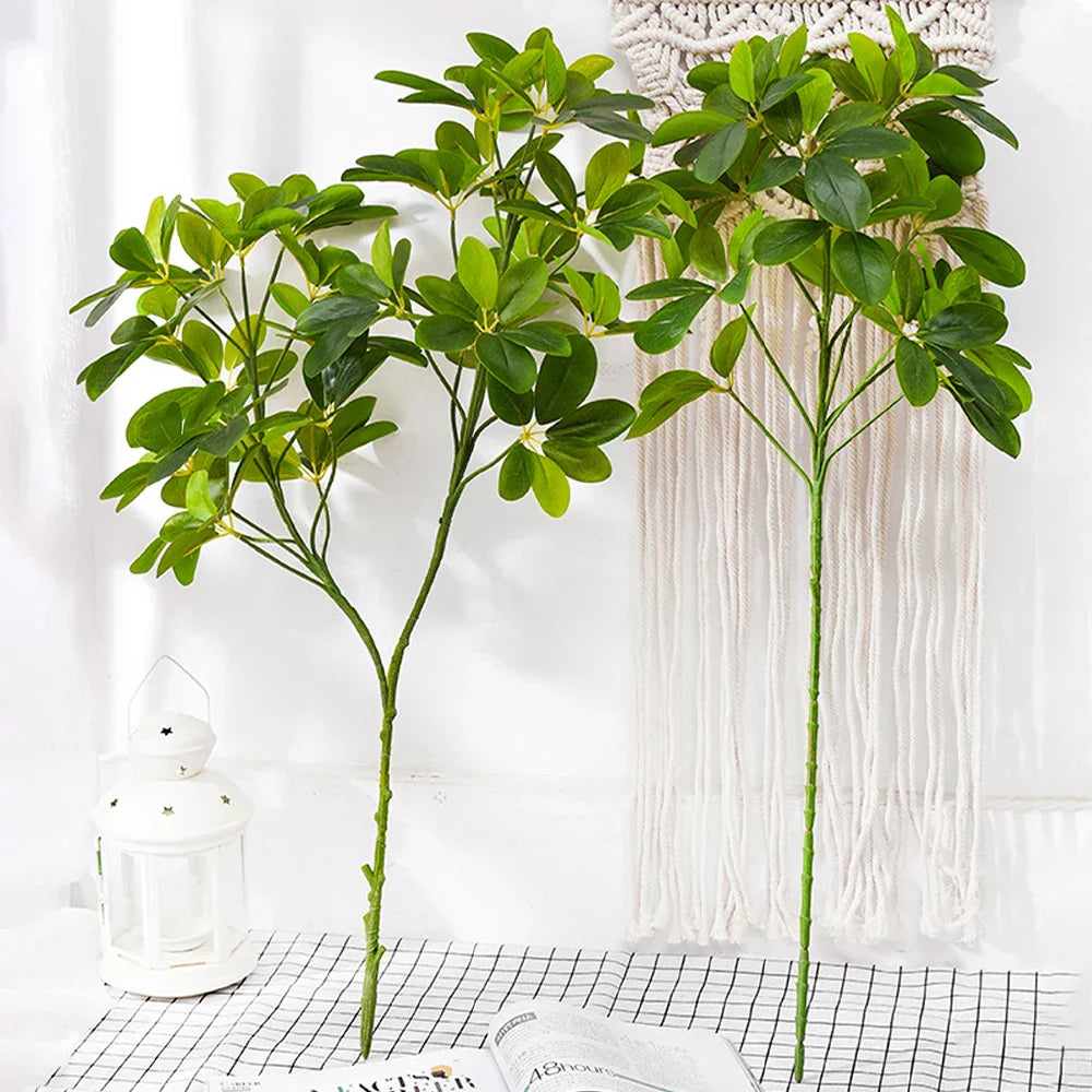 Dlight Decor 73cm Tropical Ficus Palm Tree Branch with Monstera Leaves
