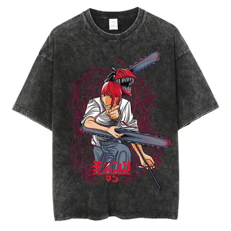Chainsaw Man T-Shirt: Vintage Washed Oversized Streetwear