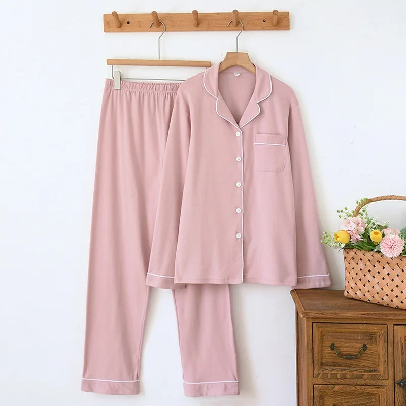 100% Cotton Thick Woman's Pajamas sleepwear Long Sleeved Pants Two Piece Set Ladies' Homewear Warm Sleepwear women's pajamas