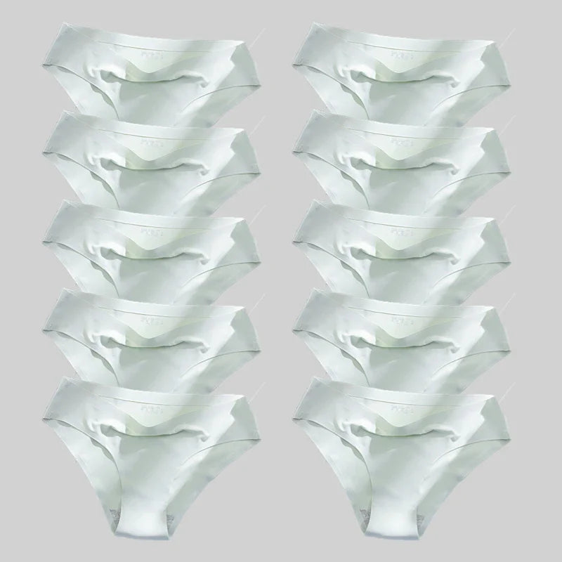 10PCS/Set Seamless women's Comfortable Underwear Silk Satin Breathable