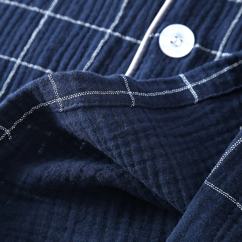 100% Cotton Summer Men Pajamas Japanese style  2 Piece Sleepwear