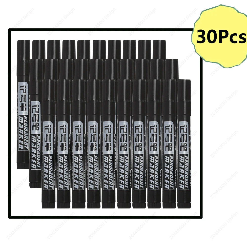 Waterproof Oil-Based Permanent Marker Pens - Quick-Dry Black Blue Red for Metal, Glass & Paper (Bulk 1–100 pcs)