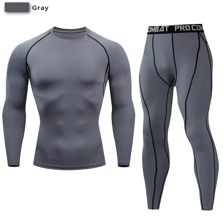 2pcs Men Compression Sportswear Suit Elastic Training Sports Yoga Sets Workout Jogging Fitness Clothing Tracksuit Pants Sporting