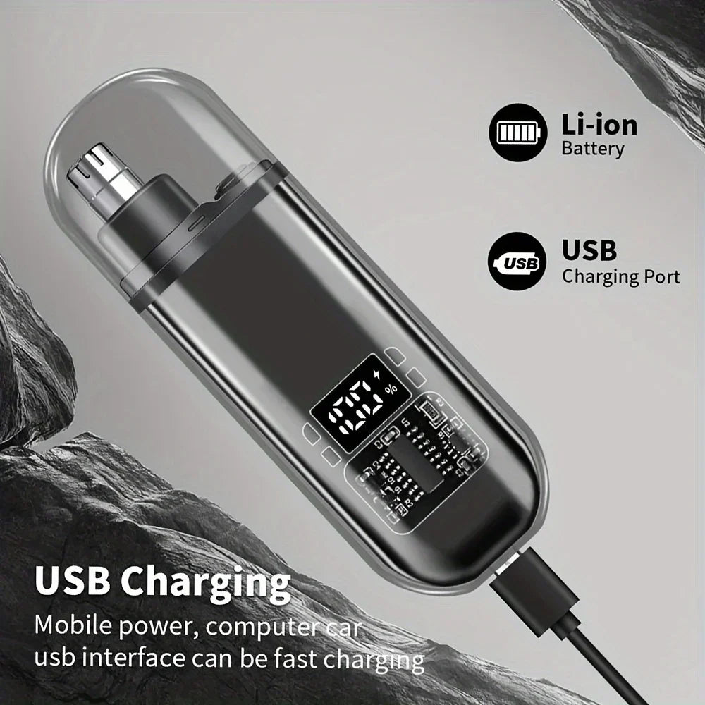 Nose & Ear Hair Trimmer for Men - USB-C Rechargeable Portable Fast-Charge Grooming Kit