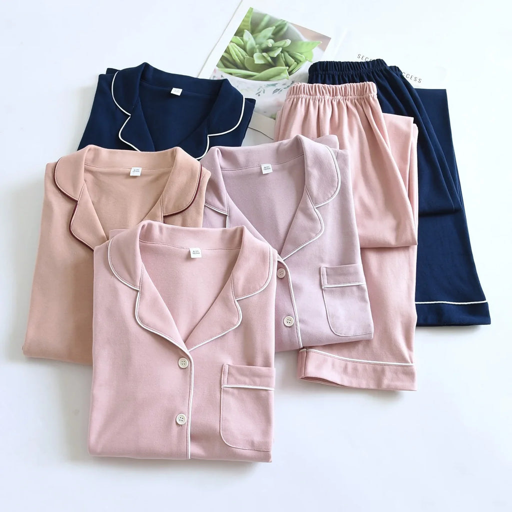 100% Cotton Thick Woman's Pajamas sleepwear Long Sleeved Pants Two Piece Set Ladies' Homewear Warm Sleepwear women's pajamas